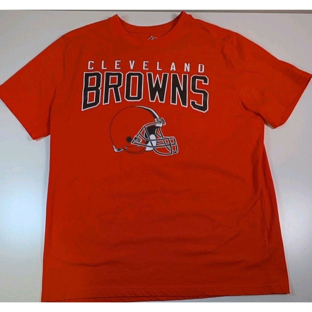 Cleveland Browns Shirt Mens Large Orange Short Sleeve NFL Football EUC